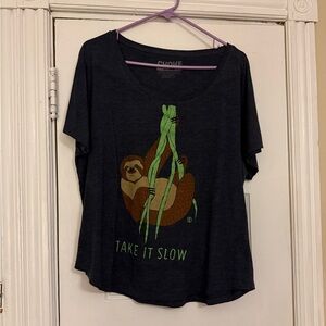 Sloth Graphic Tee - Dark Navy